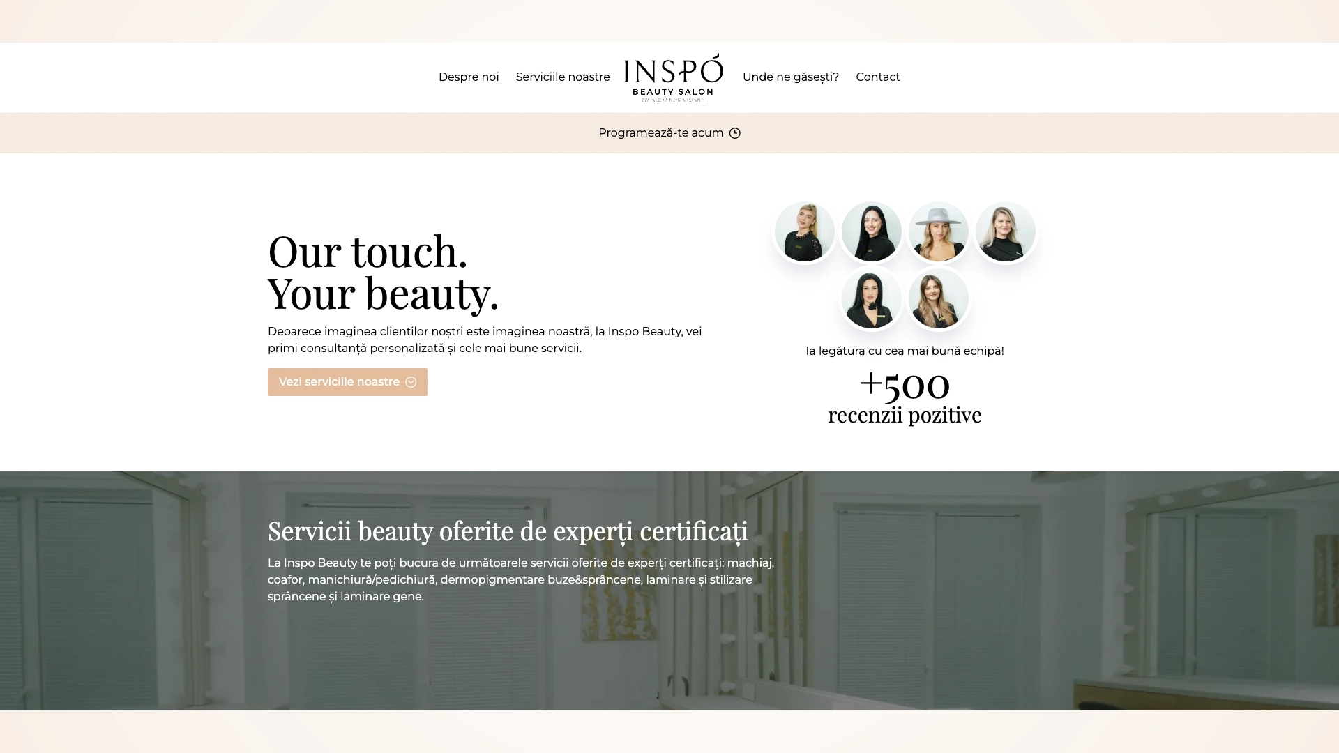 Inspo Beauty - Website de prezentare și platformă CRM